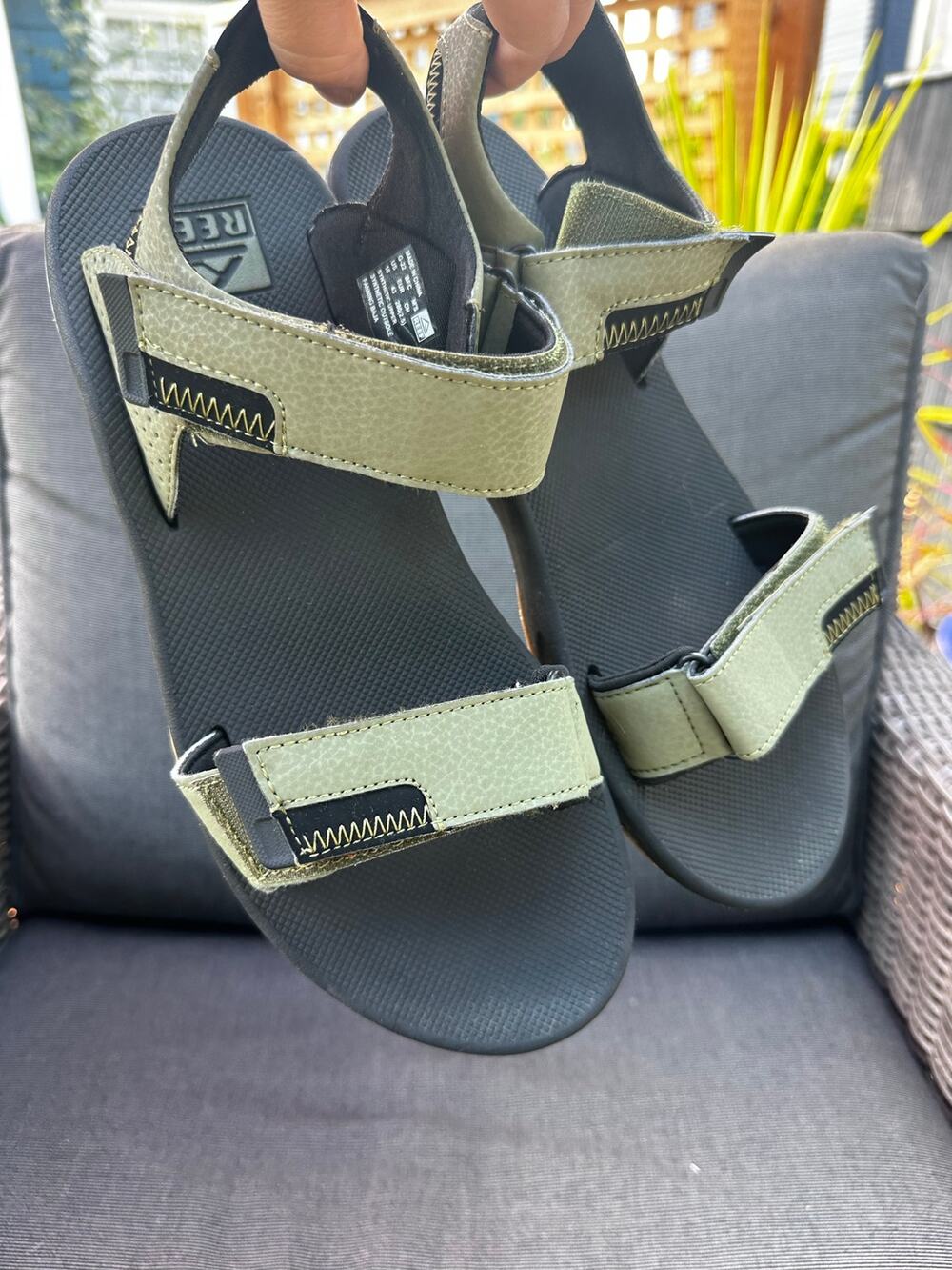 Reef Sandals Mens 10 Green Fanning Baja Straps Faux Leather Vegan